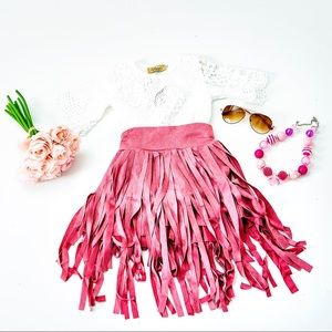 BLUSH FRINGE SKIRT